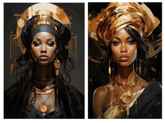 African Woman Set Of Wall Decor Image Vector Format AI