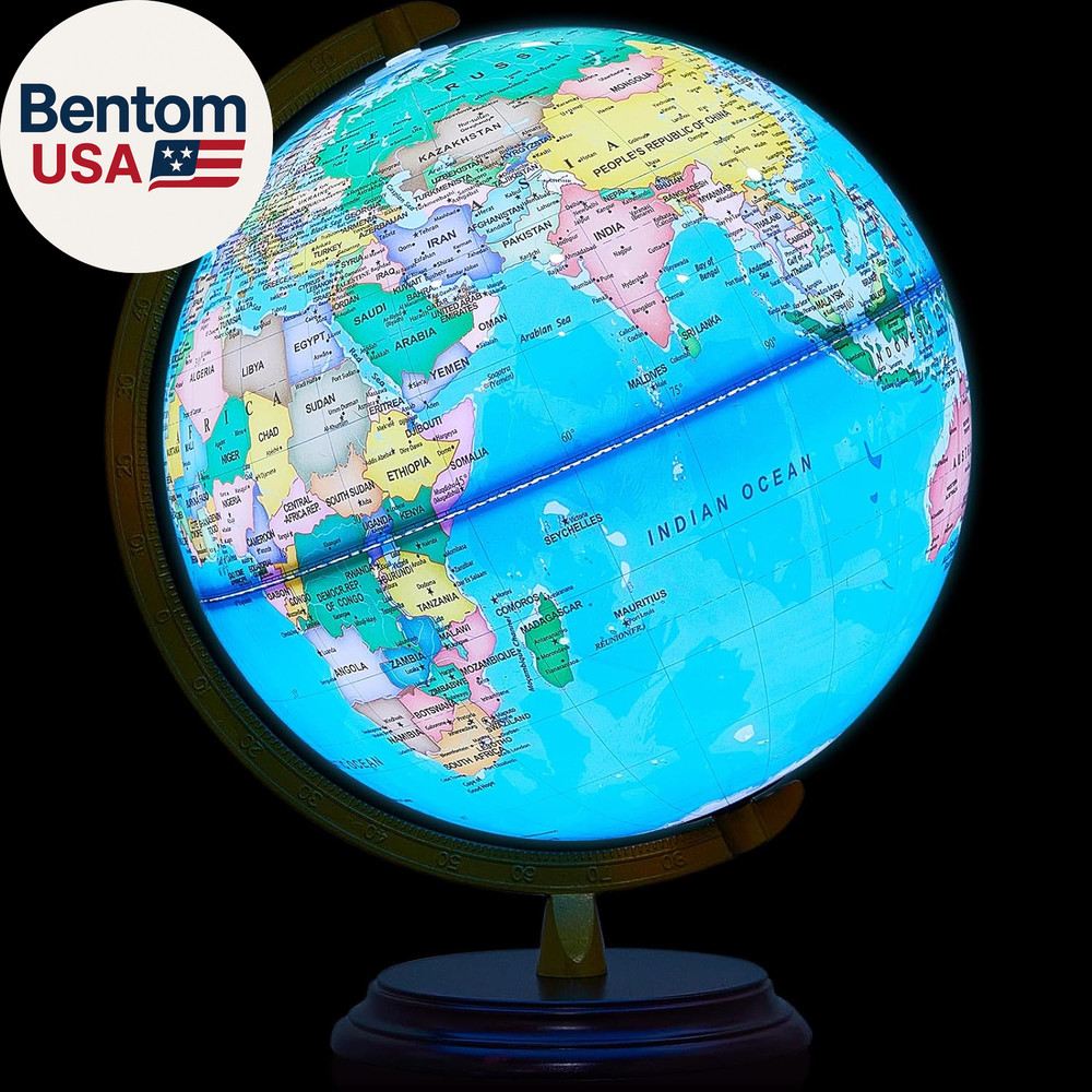 13» Illuminated World Globe for Adults 720°/360° Rotation Rewritable Light up G