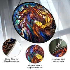 Stained Glass Horse Suncatcher Window Decor for Home, Gifts for All Occasions