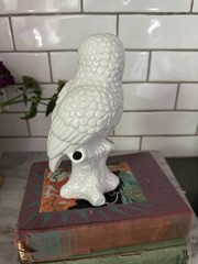 Anthropologie OWL Winter White Creature Bud Vase Flower Ceramic Woodland NEW
