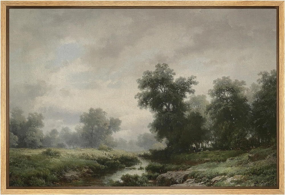 Wall26 Tranquil Riverside Framed Wall Art Abstract European Canvas Print