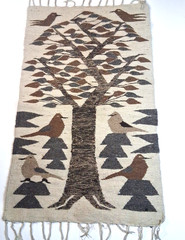 Vtg Woven Egyptian Pictorial Tree of Life Kilim Birds Rug Wool Tapestry Art