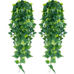 2pcs Artificial Hanging Plants, 3.6FT Fake Hanging Plants, Faux Pothos Vines …