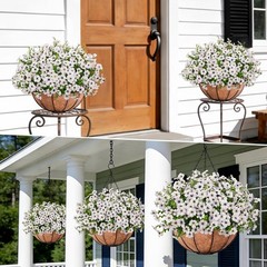 Artificial Hanging Flowers for Outdoors with Hanging Basket Fake Silk Flowers