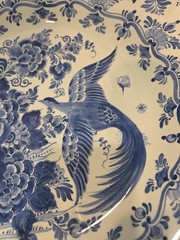 Delfts Blauw RAM Huge 21 Inch Charger Bird Of Paradise Butterfly Scalloped Rim