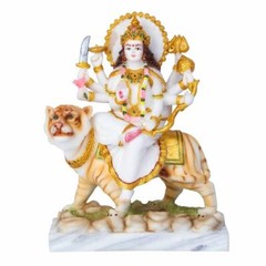 Marble Dust Goddess Durga Devi Mata Sherawali Statue Idol Figurine 15 inches