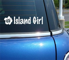 HIBISCUS FLOWER ISLAND GIRL OCEAN BEACH SAND DECAL STICKER FUNNY CAR TRUCK