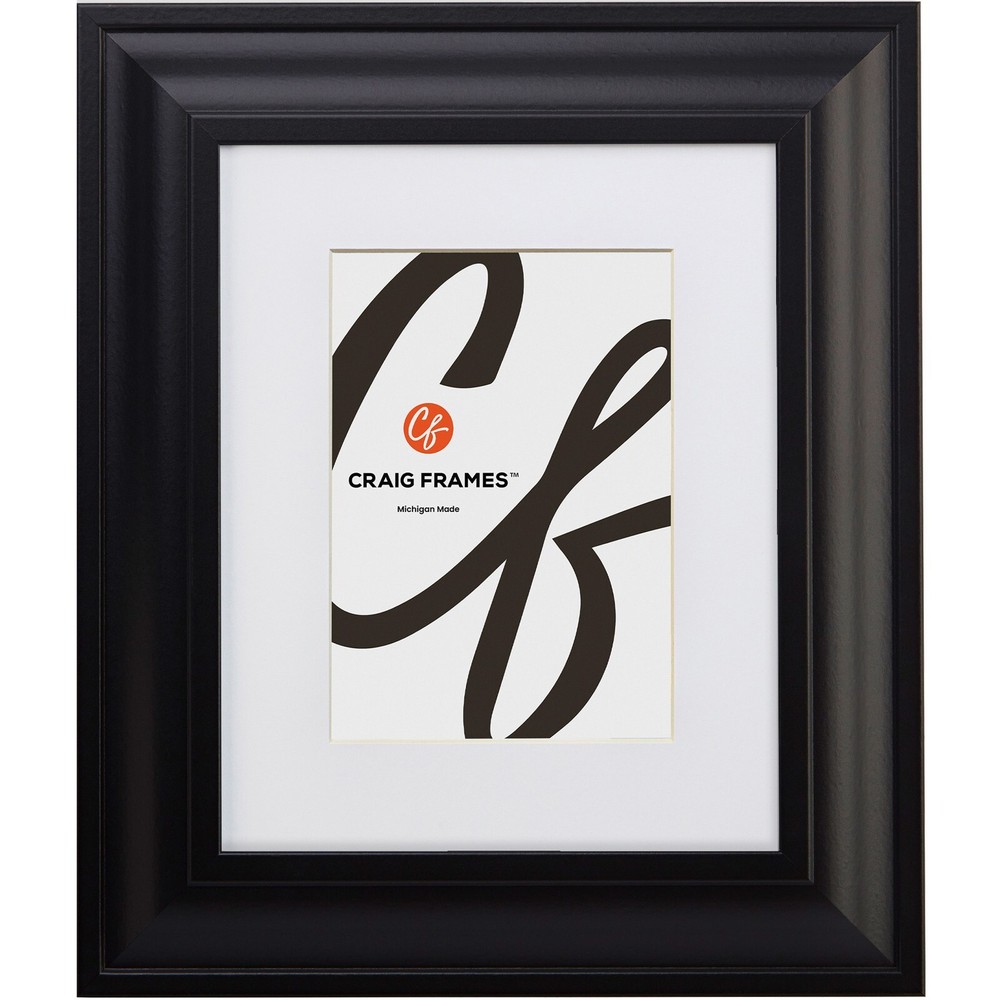 Craig Frames 2″ Wide Contemporary Satin Black Picture Frame With White Mat