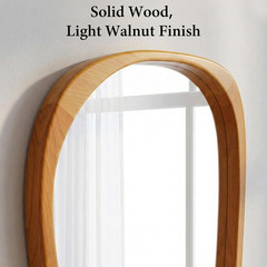 Asymmetrical Solid Wood Mirror – Japandi Boho Natural Accent in Warm Walnut