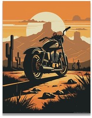 Harley-Davidson Motorcycle 11×14 Wall Decor | Harley Bike Illustration | Art Pri