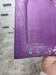 Double Picture Frame Handpainted Fabric Floral Frame 3.25×4.5″ Made In Thailand