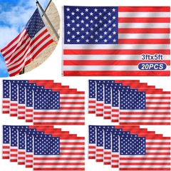 20 Pieces 3X5 Ft American Flags Bulk for 250Th Anniversary Waterproof Polyester