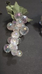 Iridescent Clear Plastic Grape Cluster Picks Set Of 3 Beaded Ornament Decor