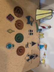 Set Of 17 Vintage Stained Glass Leaded Sun Catchers Christmas Ornaments Mixed