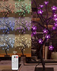 «Cherry Blossom Bonsai Tree Light 20IN Tree Lamp with24V UL-Listed Adapter and M