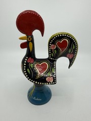 Traditional Portuguese Aluminum metal Black Good Luck Rooster Galo de Barcelos