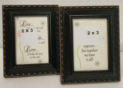 2X3 In. Black Gold Mini Photo Picture Frames Tabletop Wall Hang Or Magnet 2 Pack