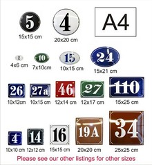 Porcelain address plaque 5.9×9.8″ customisable handmade enamel house number sign