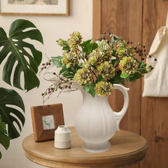 Large Rustic Ceramic Vase for Home Decor, Antique Textured Wide Mouth Farmhouse