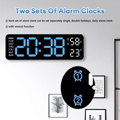 LED Digital Large Display Wall Desk Alarm Clock With Calendar Temperature Date