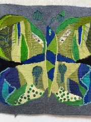Vintage Beautiful Hand Woven European Signed KIA Wool Weaving Tapestry Kilim
