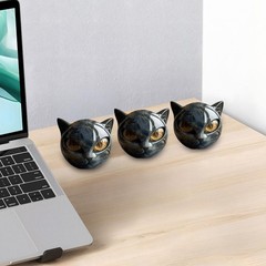1-3X Luxury Black Cat Stone Sculpture Resin Desktop Ornament Elegant Home Decor