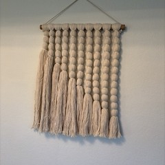 Tapestry Macrame Handmade Wall Hanging Boho Cotton Folk Art Eclectic Off White