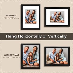 9×12 Picture Frames Black Engineered Wood Plexiglass Wall Mounting 3 Pack