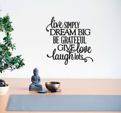 Wall Decal Love Dream Grateful Laugh Interior Vinyl Decor Black gz485