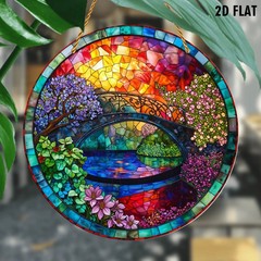 Colorful Bridge Floral Acrylic Suncatcher Round Hanging Sun Catcher Window Decor