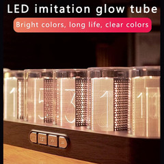 Imitation Nixie Tube Clock RGB Retro Desktop Cyberpunk Glow Clock Cyber Gift Des