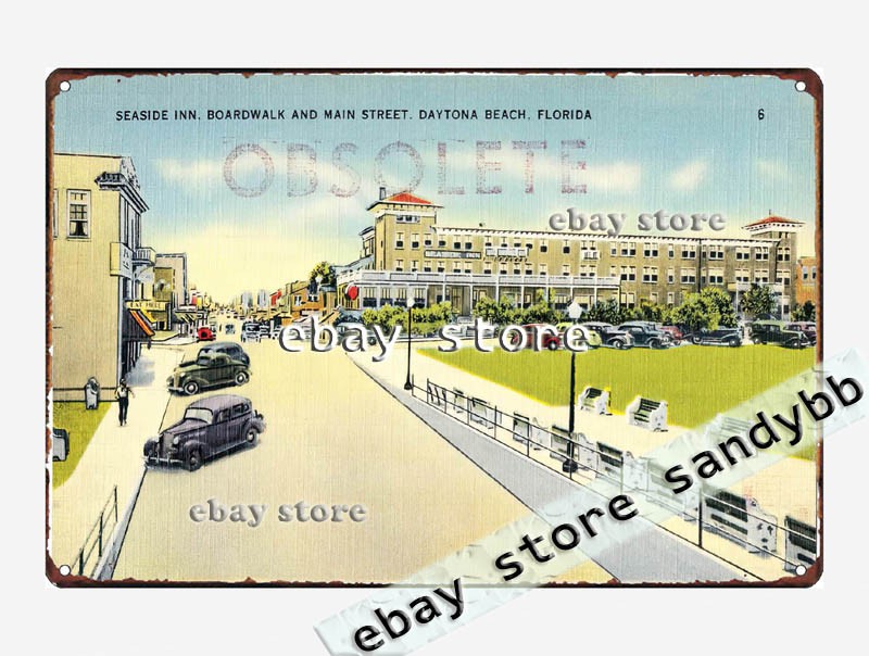 1930-45 Seaside Inn, Boardwalk, Main Street, Daytona Beach, Florida tin sign