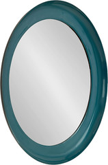Teal & Black 22″ Modern Round Mirror with Metal Frame & Glossy Finish