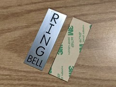 Engraved 3×1 Vertical RING BELL Silver Doorbell Sign Plaque w/ Adhesive Backing
