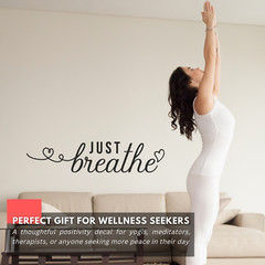 Just Breathe Inspirational Yoga Meditation Wall Decal Sticker Quote Vinyl Decor