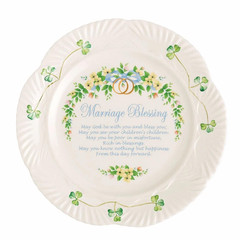 Belleek Marriage Blessing Plate – Fine Parian China Shamrock Decorative Plate –