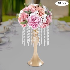 10pcs Gold Flower Stand for Wedding Table Centerpieces Crystal Flower Vases NEW