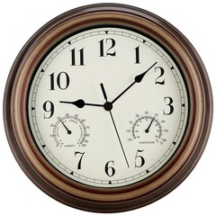 12 Inch Indoor Outdoor Wall Clock Waterproof with Temperature and Humid