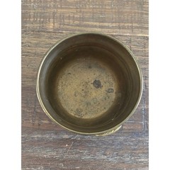 Vintage Solid Brass Footed Cauldron Pot with Handles Small Decorative Vessel