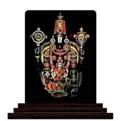 Printed Wooden Lord Balaji with Laxmi Maa Showpiece For Home Table Decor V10