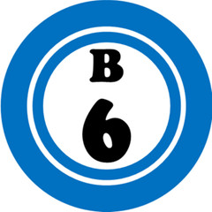 B 6 B6 Bingo Ball – 3 Inch Circle Sticker 3″ x 3″ – Hobby Number Board Lucky