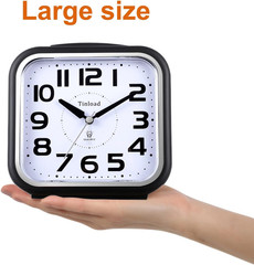 5.5″ Large Analog Alarm Clock Silent Non Ticking, Gentle Wake, Beep Sounds, Incr