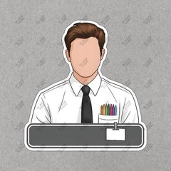 Cartoon Office Worker Sign Professional Decor for Office or Study #7418