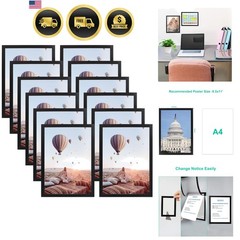 8.5×11 Magnetic Frame Sheet with Self Adhesive Backing, Poster Certificate Ca…