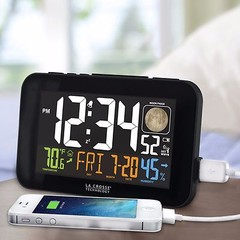 617-1485B La Crosse Technology Atomic Color Digital Alarm Clock USB – Open Box