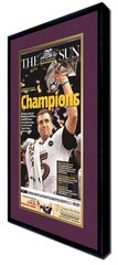 11×22 Newspaper Frame With Purple and Gold Double Mat