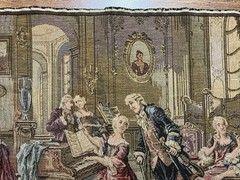 Vtg French Pictorial Tapestry Beautiful Romantic Tapestry 55in X 19in