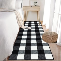 Buffalo Plaid Rugs 2′ x 8′ Black and White Check Rug, Non Slip Indoor/Outdoor