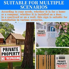 4 Pack Large No Trespassing Signs Private Property, 10×7 Inch Rust Free Aluminum