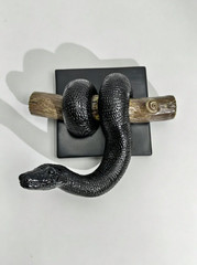 Ball Python Wall Sculpture Gothic Snake Wall Decor Wooden Reptile Hanging Art